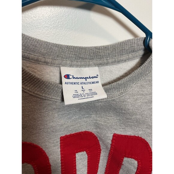 Women’s Crop Sweatshirt GBR Large Champion L Huskers Nebraska Crewneck Gray Top - Picture 3 of 8